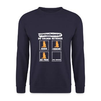 L'Entraînement Du Golden Retriever Assis Couche Au - Sweat-shirt Unisexe - marine - Devant - Alina (178cm) & Michal (187cm)