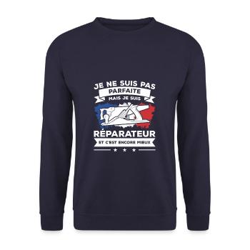 Je Ne Suis Pas Parfaite Mais Je Suis Réparateur - Sweat-shirt Unisexe - marine - Devant - Alina (178cm) & Michal (187cm)