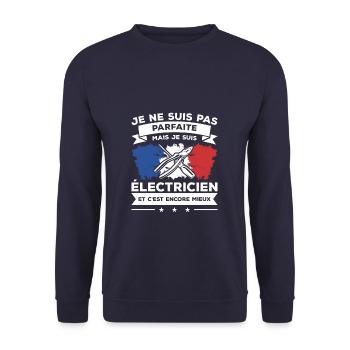 Je Ne Suis Pas Parfaite Mais Je Suis Électricien - Sweat-shirt Unisexe - marine - Devant - Alina (178cm) & Michal (187cm)