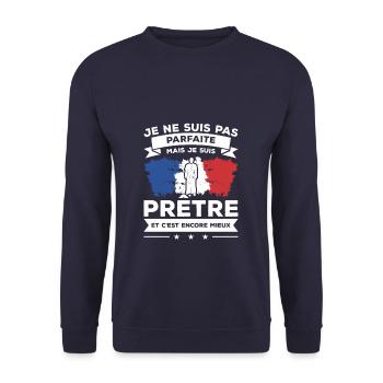 Je Ne Suis Pas Parfaite Mais Je Suis Prêtre - Sweat-shirt Unisexe - marine - Devant - Alina (178cm) & Michal (187cm)