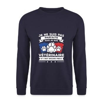 Je Ne Suis Pas Parfaite Mais Je Suis Vétérinaire - Sweat-shirt Unisexe - marine - Devant - Alina (178cm) & Michal (187cm)