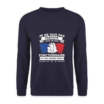 Je Ne Suis Pas Parfaite Mais Je Suis Fonctionnaire - Sweat-shirt Unisexe - marine - Devant - Alina (178cm) & Michal (187cm)