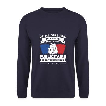 Je Ne Suis Pas Parfaite Mais Je Suis Publicitaire - Sweat-shirt Unisexe - marine - Devant - Alina (178cm) & Michal (187cm)