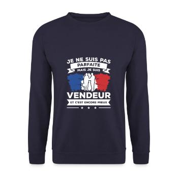 Je Ne Suis Pas Parfaite Mais Je Suis Vendeur - Sweat-shirt Unisexe - marine - Devant - Alina (178cm) & Michal (187cm)