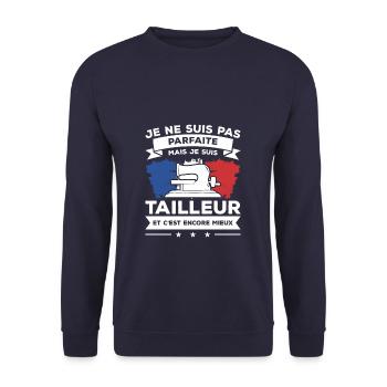 Je Ne Suis Pas Parfaite Mais Je Suis Tailleur - Sweat-shirt Unisexe - marine - Devant - Alina (178cm) & Michal (187cm)