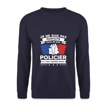 Je Ne Suis Pas Parfaite Mais Je Suis Policier - Sweat-shirt Unisexe - marine - Devant - Alina (178cm) & Michal (187cm)