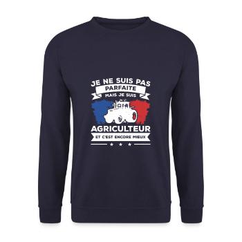 Je Ne Suis Pas Parfaite Mais Je Suis Agriculteur - Sweat-shirt Unisexe - marine - Devant - Alina (178cm) & Michal (187cm)