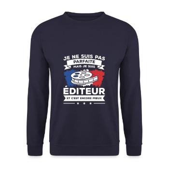 Je Ne Suis Pas Parfaite Mais Je Suis Éditeur - Sweat-shirt Unisexe - marine - Devant - Alina (178cm) & Michal (187cm)