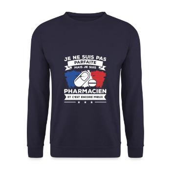 Je Ne Suis Pas Parfaite Mais Je Suis Pharmacien - Sweat-shirt Unisexe - marine - Devant - Alina (178cm) & Michal (187cm)
