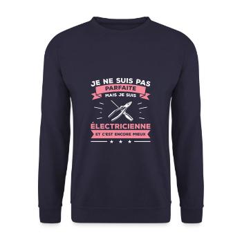 Un Électricien Au Courant Vaut Mieux Que Deux - Sweat-shirt Unisexe - marine - Devant - Alina (178cm) & Michal (187cm)