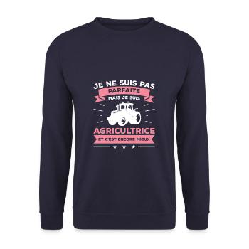 Je Ne Suis Pas Parfaite Mais Je Suis Agricultrice - Sweat-shirt Unisexe - marine - Devant - Alina (178cm) & Michal (187cm)