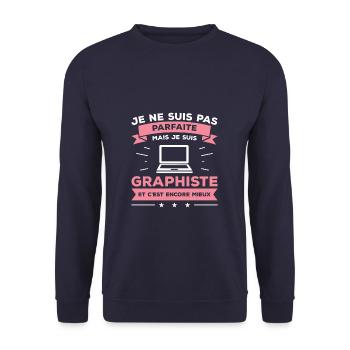Je Ne Suis Pas Parfaite Mais Je Suis Graphiste - Sweat-shirt Unisexe - marine - Devant - Alina (178cm) & Michal (187cm)