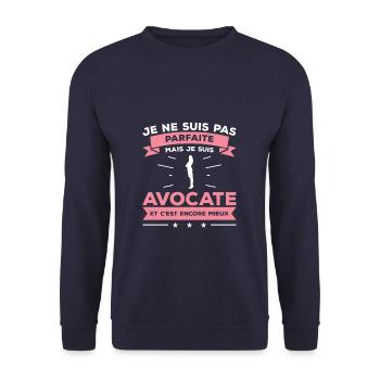 Je Ne Suis Pas Parfaite Mais Je Suis Avocate - Sweat-shirt Unisexe - marine - Devant - Alina (178cm) & Michal (187cm)