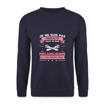 Je Ne Suis Pas Parfaite Mais Je Suis Mécanicienne - Sweat-shirt Unisexe - marine - Devant - Alina (178cm) & Michal (187cm)