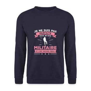 Je Ne Suis Pas Parfaite Mais Je Suis Militaire - Sweat-shirt Unisexe - marine - Devant - Alina (178cm) & Michal (187cm)