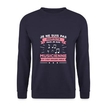 Je Ne Suis Pas Parfaite Mais Je Suis Musicienne - Sweat-shirt Unisexe - marine - Devant - Alina (178cm) & Michal (187cm)