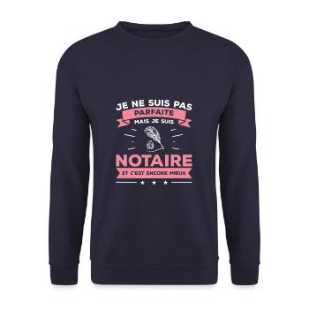 Je Ne Suis Pas Parfaite Mais Je Suis Notaire - Sweat-shirt Unisexe - marine - Devant - Alina (178cm) & Michal (187cm)