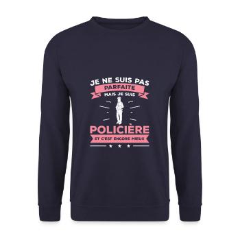 Je Ne Suis Pas Parfaite Mais Je Suis Policière - Sweat-shirt Unisexe - marine - Devant - Alina (178cm) & Michal (187cm)