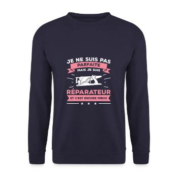 Je Ne Suis Pas Parfaite Mais Je Suis Réparateur - Sweat-shirt Unisexe - marine - Devant - Alina (178cm) & Michal (187cm)