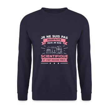 Je Ne Suis Pas Parfaite Mais Je Suis Scientifique - Sweat-shirt Unisexe - marine - Devant - Alina (178cm) & Michal (187cm)