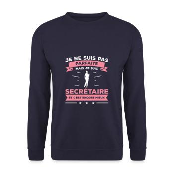 Je Ne Suis Pas Parfaite Mais Je Suis Secrétaire - Sweat-shirt Unisexe - marine - Devant - Alina (178cm) & Michal (187cm)