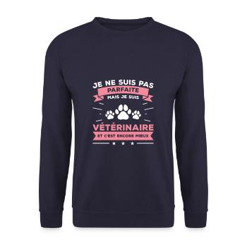 Je Ne Suis Pas Parfaite Mais Je Suis Vétérinaire - Sweat-shirt Unisexe - marine - Devant - Alina (178cm) & Michal (187cm)