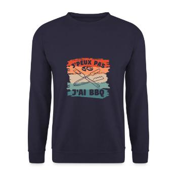 J'peux Pas J'ai BBQ Barbecue Grillades Grillade - Sweat-shirt Unisexe - marine - Devant - Alina (178cm) & Michal (187cm)