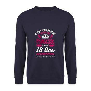 C'est Complique D'etre Une Princesse 18 Ans A La - Sweat-shirt Unisexe - marine - Devant - Alina (178cm) & Michal (187cm)