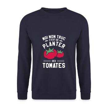 Moi Mon Truc Ç'est De Planter Des Tomates - Sweat-shirt Unisexe - marine - Devant - Alina (178cm) & Michal (187cm)