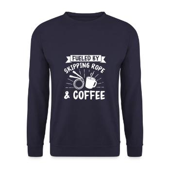 Alimenté par l’exercice d’entraînement à la corde à sauter et au café - Sweat-shirt Unisexe - marine - Devant - Alina (178cm) & Michal (187cm)