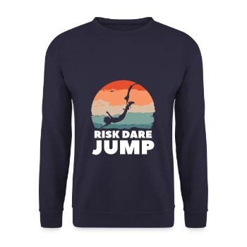 Risque Oser Sauter à l’élastique Sauter à l’élastique Jumper - Sweat-shirt Unisexe - marine - Devant - Alina (178cm) & Michal (187cm)