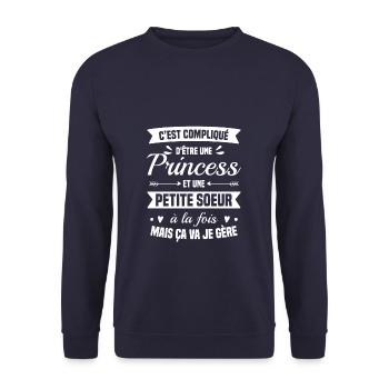 C'est Compliqué D'Être Une Princesse Et Une Petite - Sweat-shirt Unisexe - marine - Devant - Alina (178cm) & Michal (187cm)