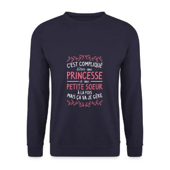 C'est Compliqué D'Être Une Princesse Et Une Petite - Sweat-shirt Unisexe - marine - Devant - Alina (178cm) & Michal (187cm)