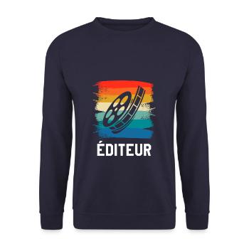 Vintage Retro Éditeur Vidéo Édition - Sweat-shirt Unisexe - marine - Devant - Alina (178cm) & Michal (187cm)