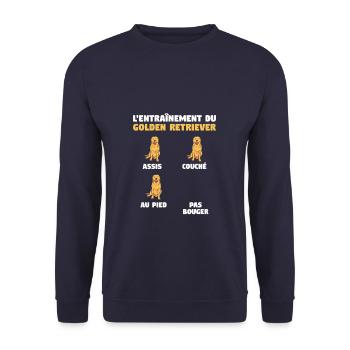 L'Entraînement Du Golden Retriever Assis Couche Au - Sweat-shirt Unisexe - marine - Devant - Alina (178cm) & Michal (187cm)