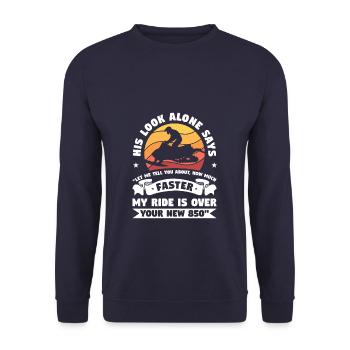 Wie viel schneller ist meine Fahrt über Ihren neuen 850 - Unisex Pullover - Navy - Vorne - Alina (178cm) & Michal (187cm)