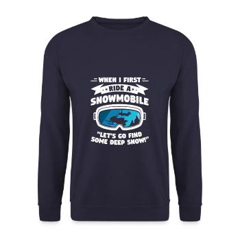 When I First Ride A Snowmobile Let's Go - Unisex Sweatshirt - navy - Front - Alina (178cm) & Michal (187cm)