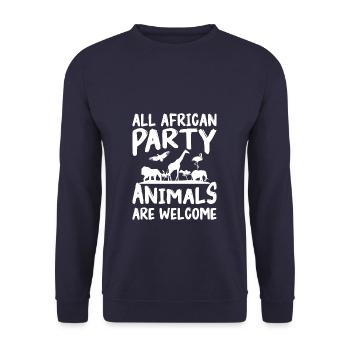 Tous les fêtards africains sont les bienvenus Safari - Sweat-shirt Unisexe - marine - Devant - Alina (178cm) & Michal (187cm)