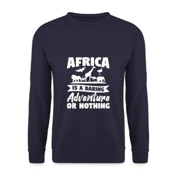 L’Afrique est une aventure audacieuse ou rien safari - Sweat-shirt Unisexe - marine - Devant - Alina (178cm) & Michal (187cm)