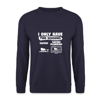 Ich habe nur zwei Gründe, Safari Safari Planung - Unisex Pullover - Navy - Vorne - Alina (178cm) & Michal (187cm)