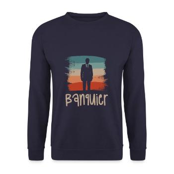 Vintage Retro Banquier Bancaire Banque - Sweat-shirt Unisexe - marine - Devant - Alina (178cm) & Michal (187cm)
