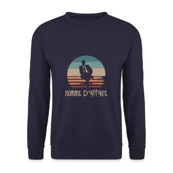 Vintage Retro Homme D'Affaire Chef d'entreprise - Sweat-shirt Unisexe - marine - Devant - Alina (178cm) & Michal (187cm)