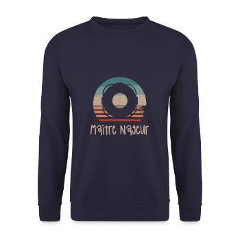 Vintage Retro Maître Nageur Sauveteur - Sweat-shirt Unisexe - marine - Devant - Alina (178cm) & Michal (187cm)