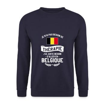 J'ai Juste Besoin D'Aller En Belgique Vacances - Sweat-shirt Unisexe - marine - Devant - Alina (178cm) & Michal (187cm)