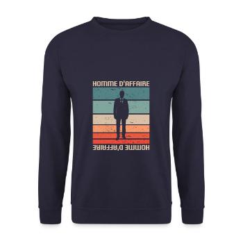 Vintage Retro Homme D'Affaire Chef d'entreprise - Sweat-shirt Unisexe - marine - Devant - Alina (178cm) & Michal (187cm)