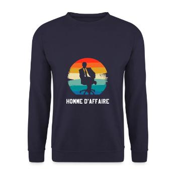 Vintage Retro Homme D'Affaire Chef d'entreprise - Sweat-shirt Unisexe - marine - Devant - Alina (178cm) & Michal (187cm)
