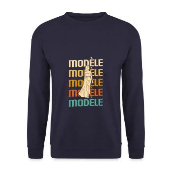 Retro Modèle Modélisation Modélisme - Sweat-shirt Unisexe - marine - Devant - Alina (178cm) & Michal (187cm)