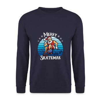 Merry Skatemas Skateboarder Skater Christmas - Unisex Sweatshirt - navy - Front - Alina (178cm) & Michal (187cm)