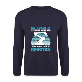 Kein Roboter stiehlt Ihren Job, wenn Sie studieren - Unisex Pullover - Navy - Vorne - Alina (178cm) & Michal (187cm)