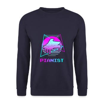 Rétro Pianiste Piano Instrument - Sweat-shirt Unisexe - marine - Devant - Alina (178cm) & Michal (187cm)